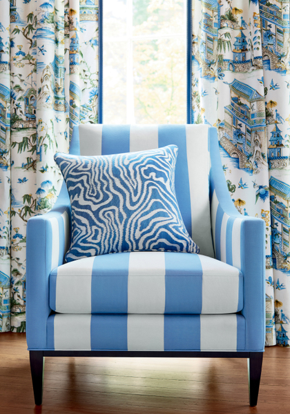Thibaut Bergamo Stripe Fabric in Blue